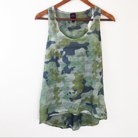 2B Bebe Tops - 2b Bebe Tank Top Sleeveless camouflage Print